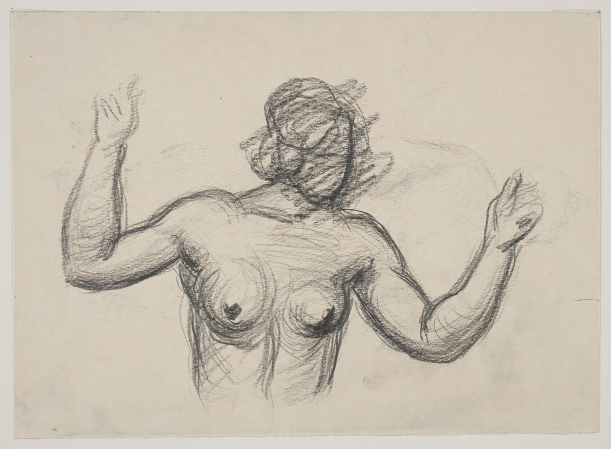 Figura femenina, medio cuerpo, levantando los brazos de Vilhelm Lundstrøm