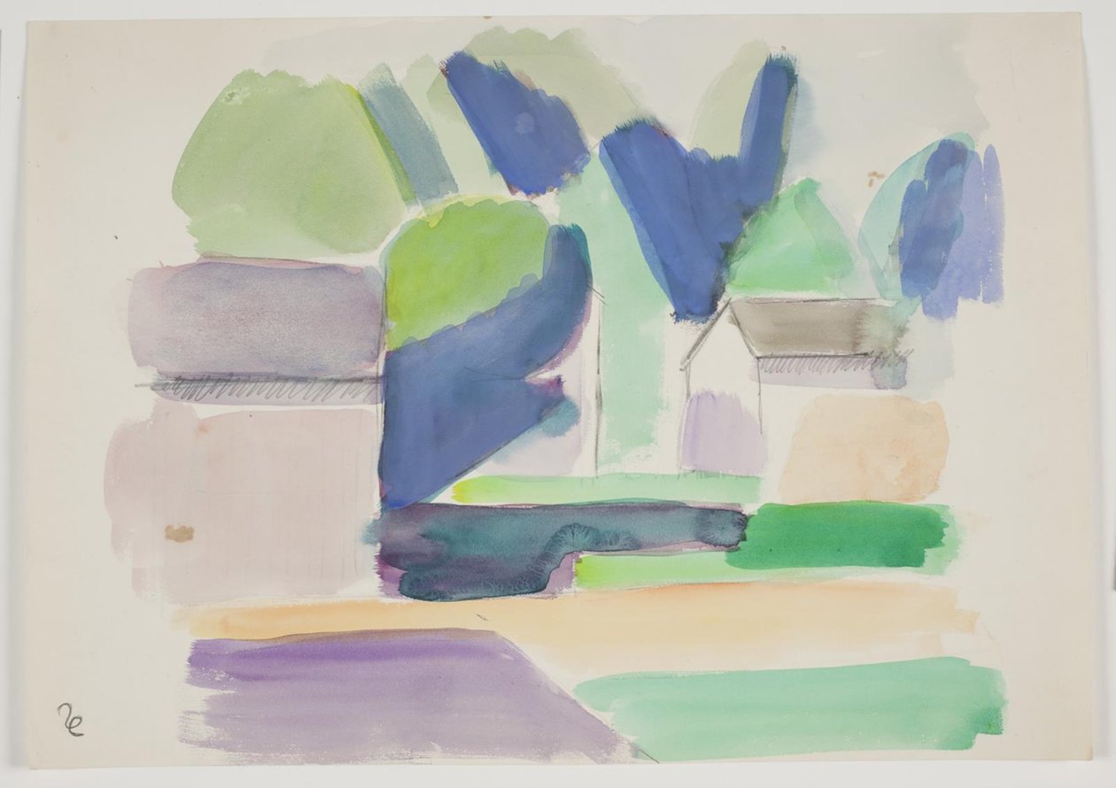 Paisaje boscoso con casas de Vilhelm Lundstrøm