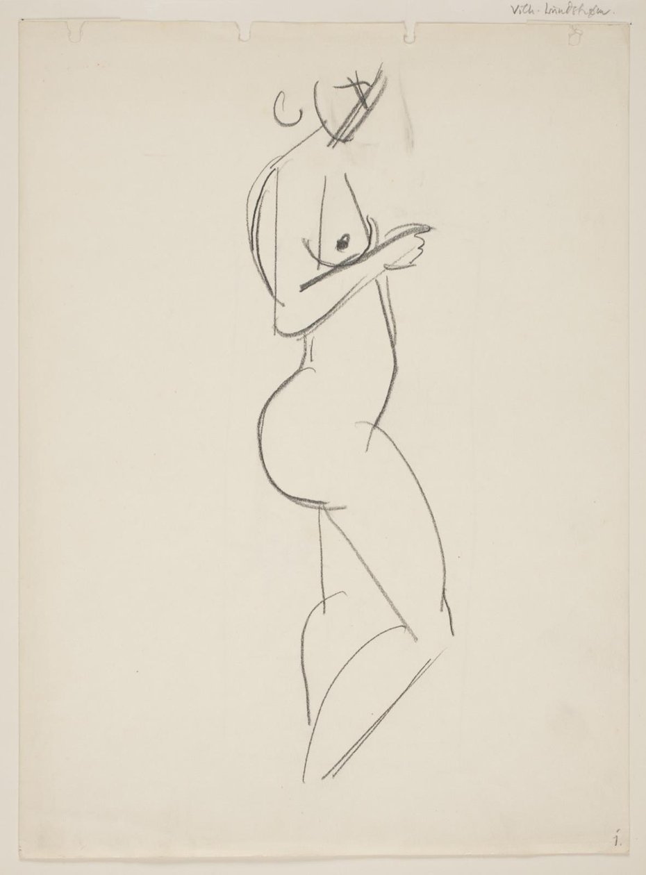 Mujer desnuda de pie, perfil a la derecha de Vilhelm Lundstrøm