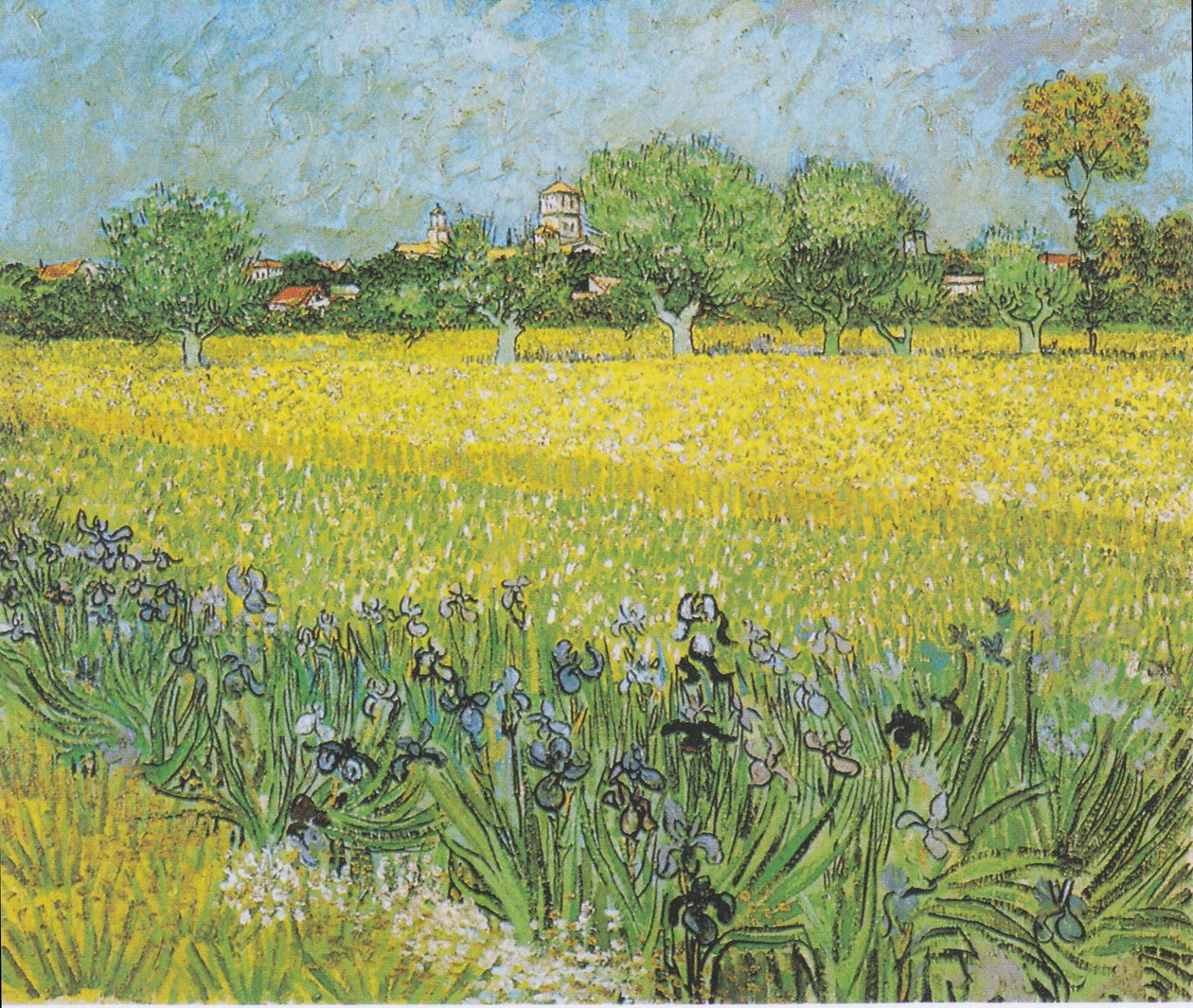 Vista de Arles con iris en primer plano de Vincent van Gogh