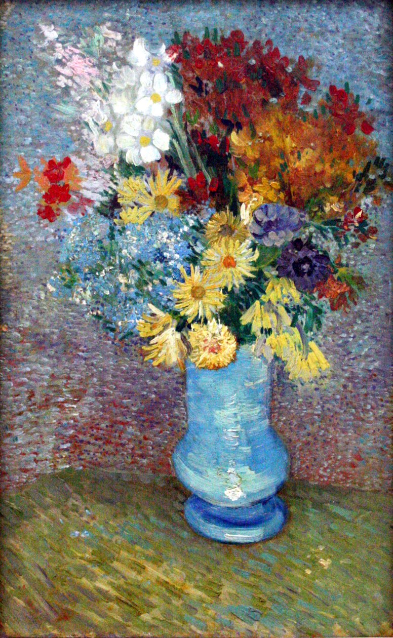 Flores en un jarrón azul de Vincent van Gogh