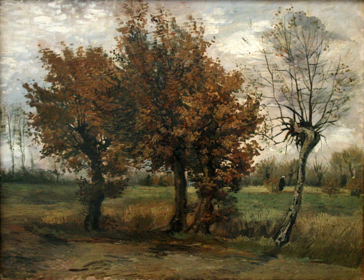 Paisaje otoñal con cuatro árboles de Vincent van Gogh