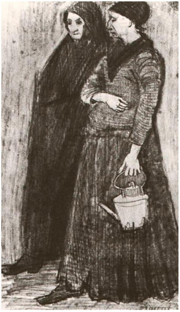 Sien embarazada, caminando con una mujer mayor de Vincent van Gogh