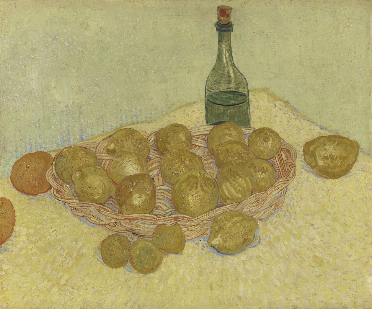 Cesta de limones y botella de Vincent van Gogh