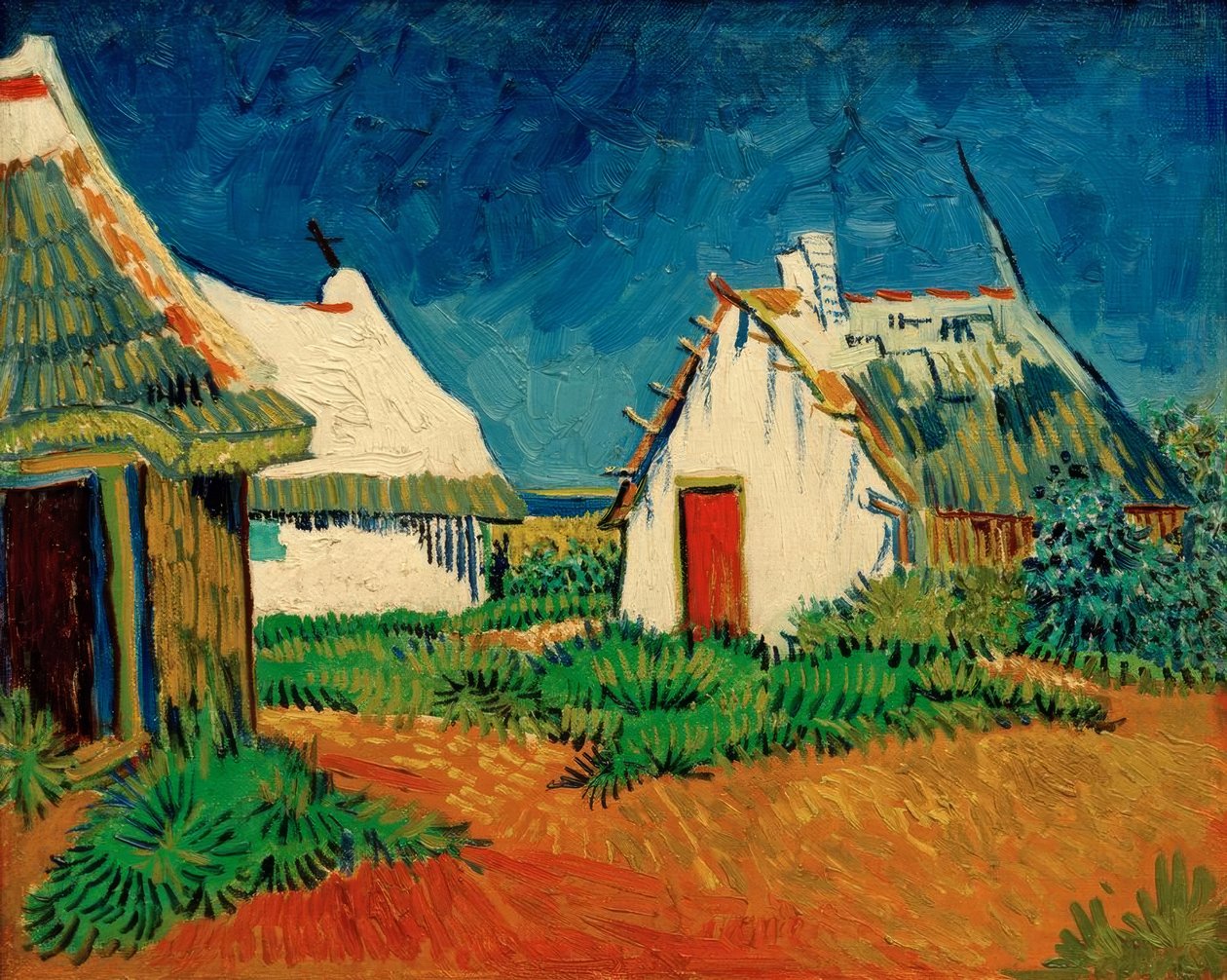 Tres cabañas blancas en Saintes-Maries de Vincent van Gogh