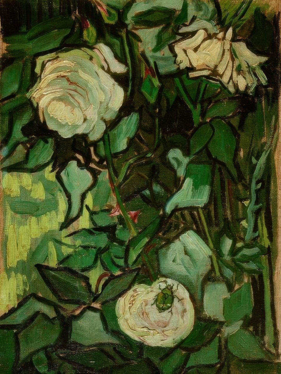 Rosas y un Escarabajo de Vincent van Gogh