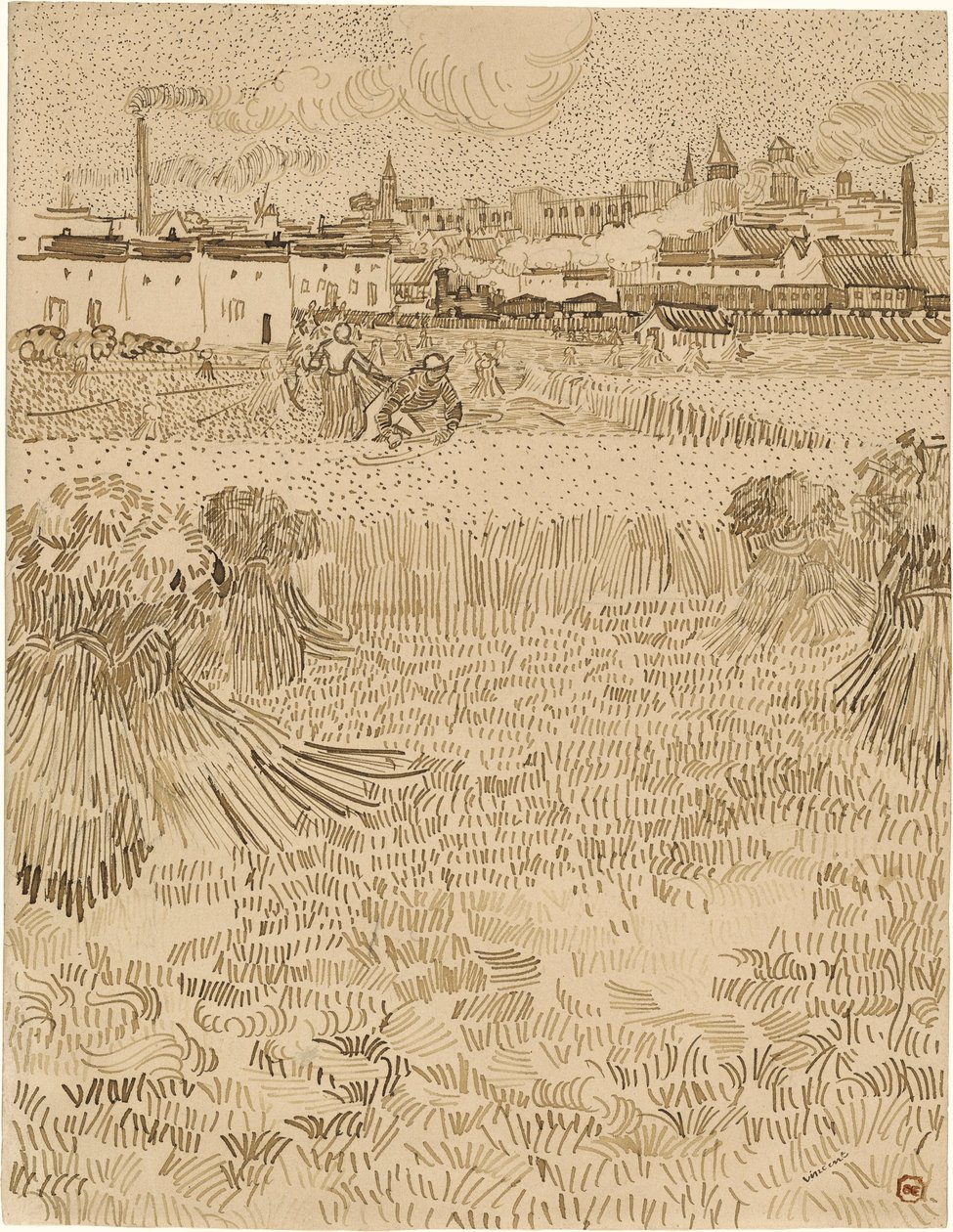 Arles. Vista desde los campos de trigo (1888) de Vincent van Gogh