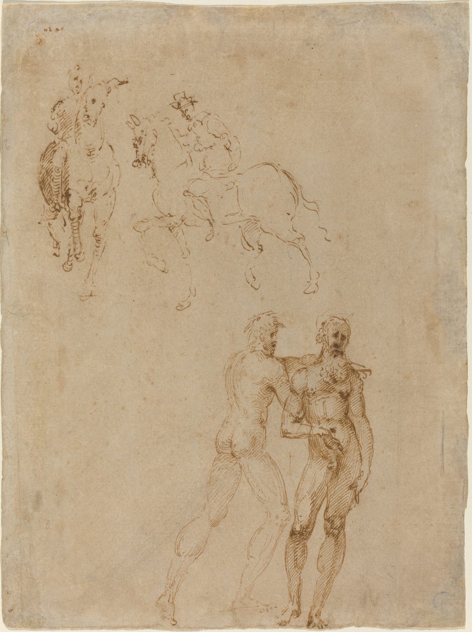 Dos Jinetes y Dos Desnudos Masculinos de Vincenzo Tamagni