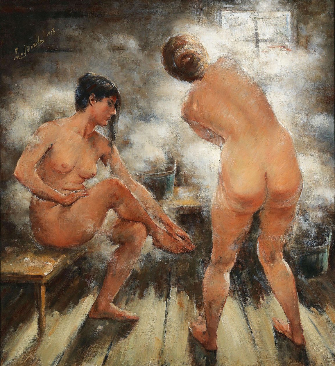 En un baño de vapor ruso, 1918 de Vitali Gavrilovich Tikhov