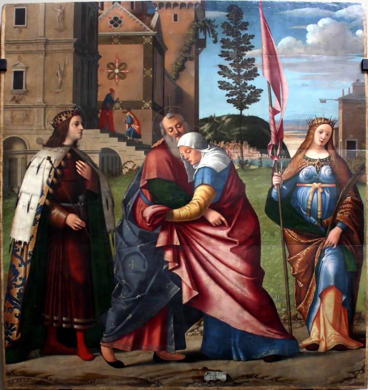 Encuentro de Joaquín y Ana con San Luis IX y Santa Libera de Vittore Carpaccio