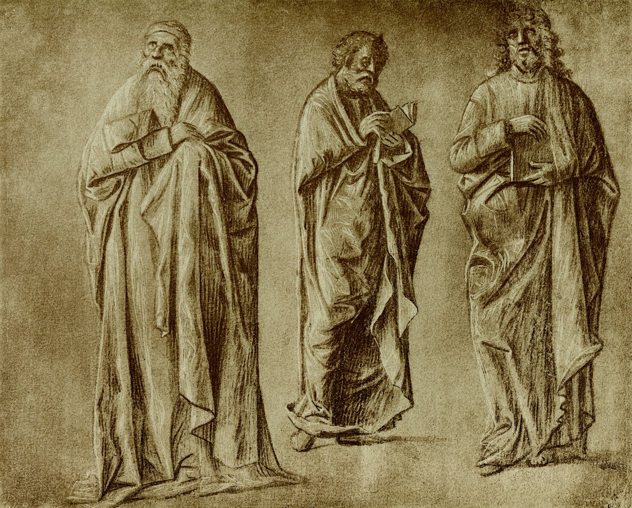 Tres estudios de figuras para santos de Vittore Carpaccio