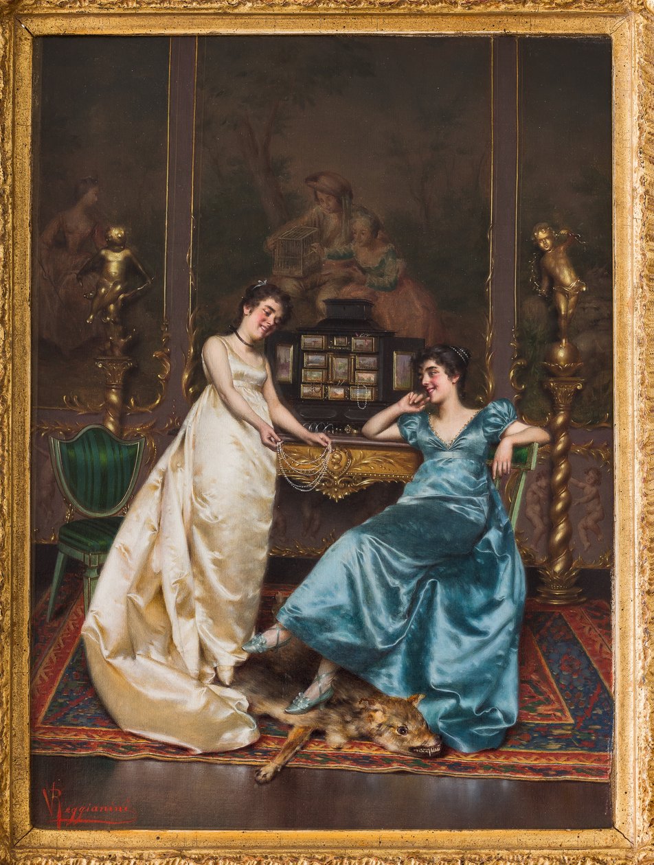 El collar de perlas (óleo sobre lienzo) de Vittorio Reggianini