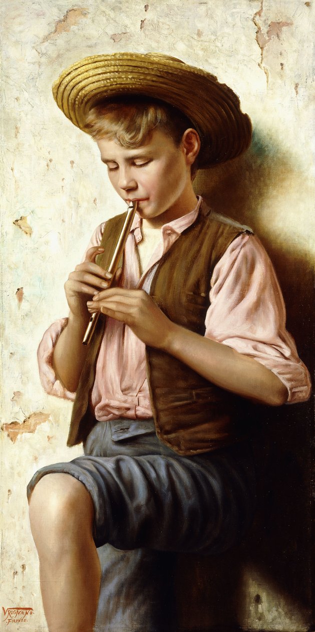 Un niño con una flauta de Vittorio Rignano