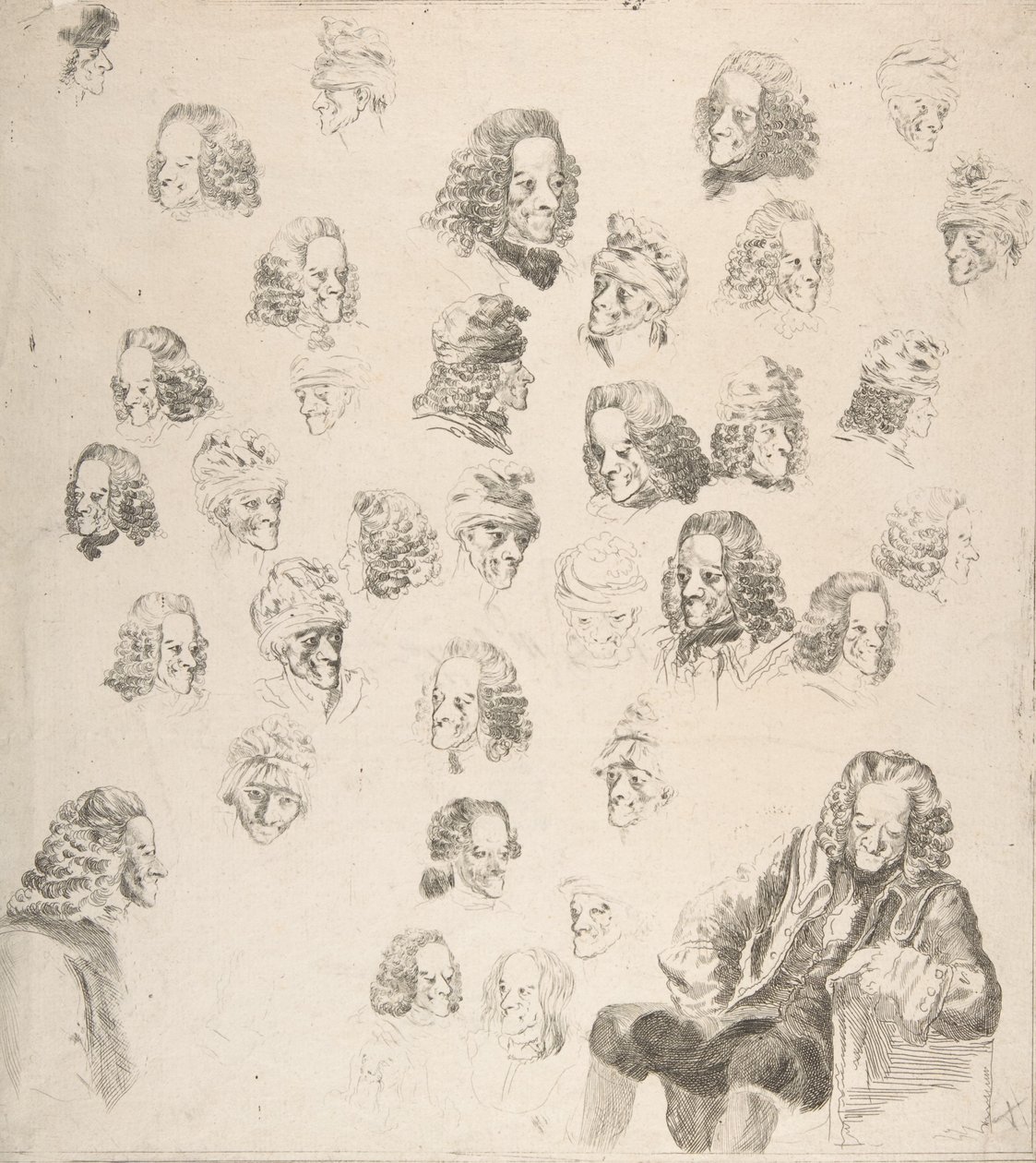 Bocetos de Voltaire a los ochenta y un años de Vivant Denon