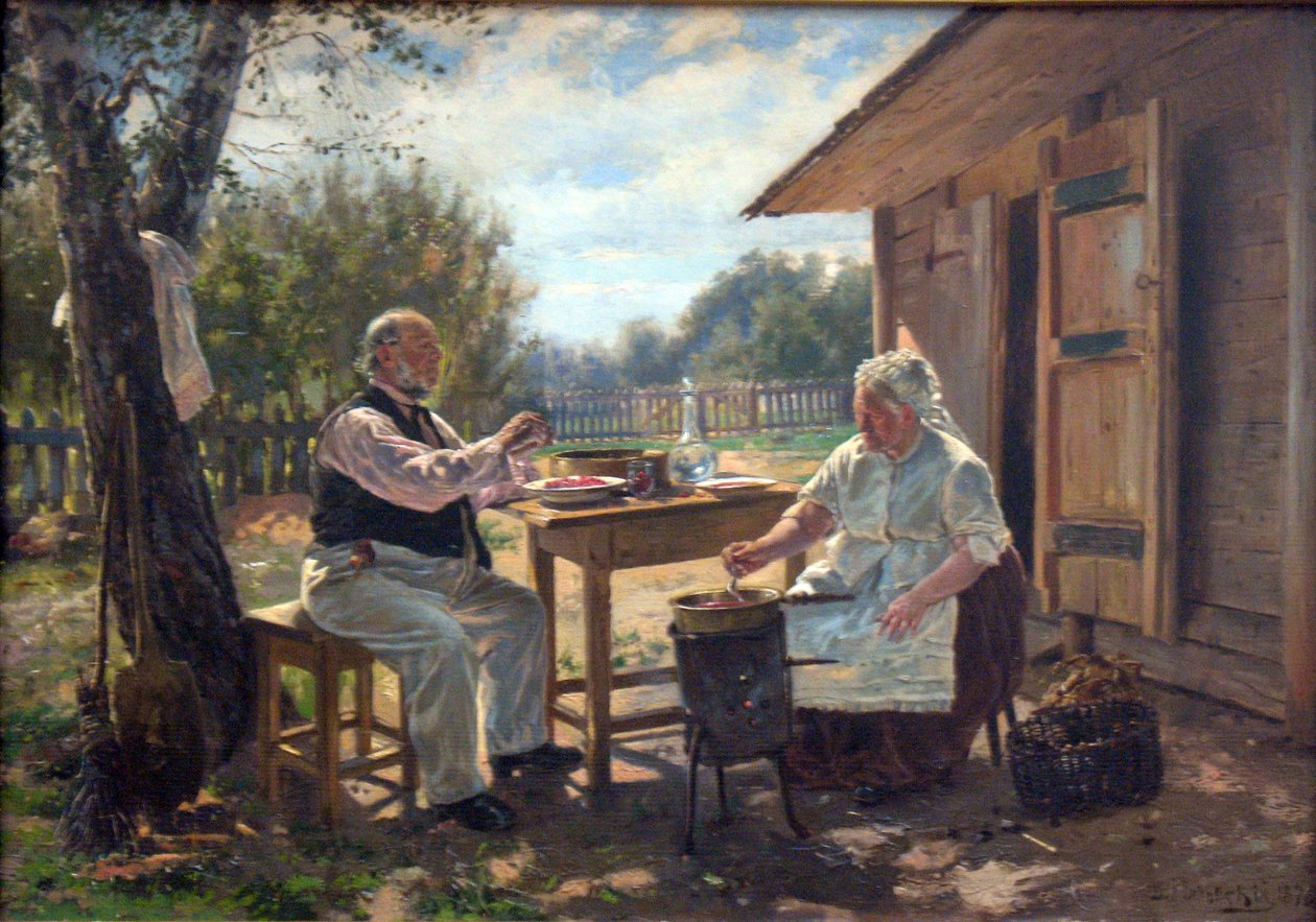 Haciendo conservas de Vladimir Egorovic Makovsky