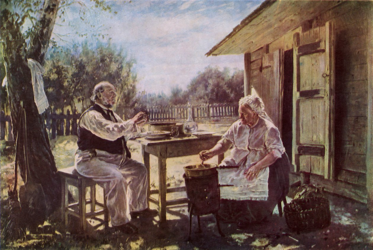 Haciendo mermelada de Vladimir Egorovic Makovsky