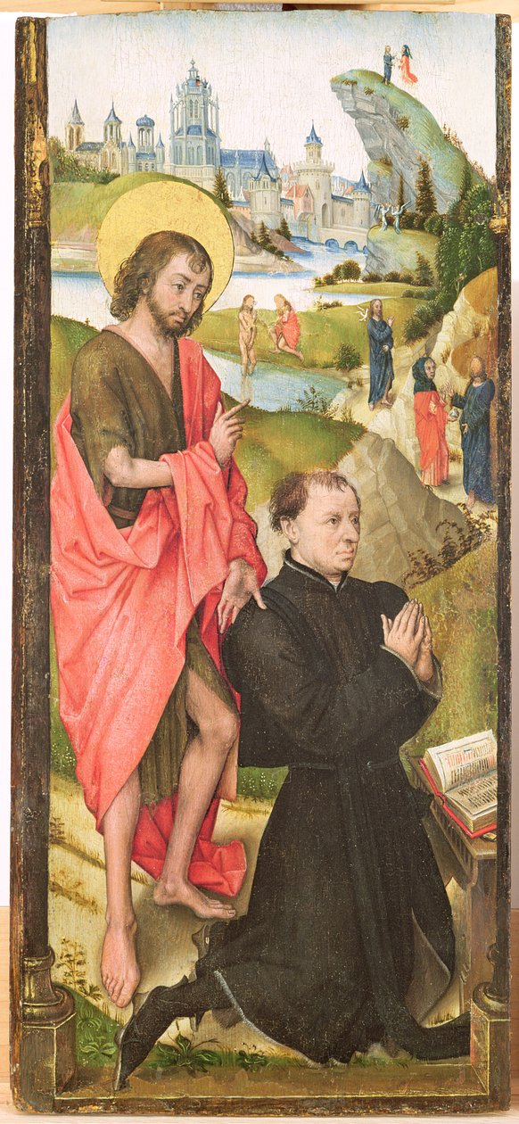 Donante arrodillado con San Juan Bautista, c.1470 de Vrancke van der Stockt