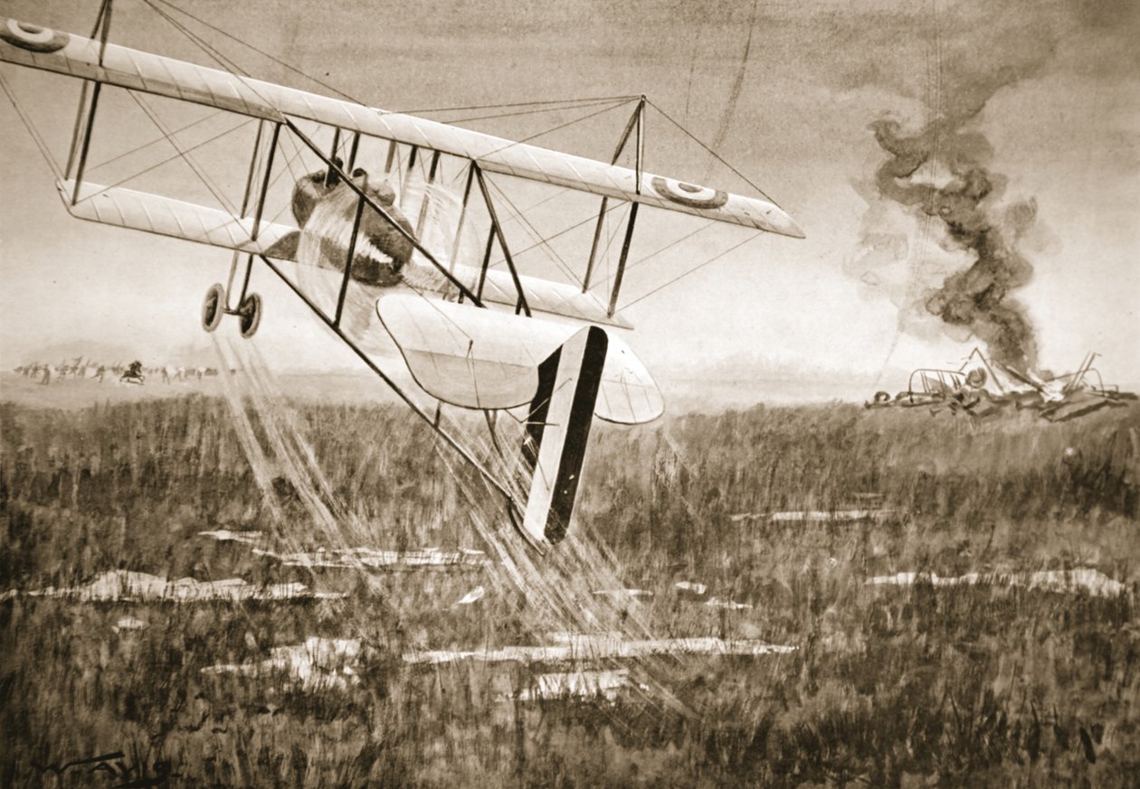 El comandante de escuadrón Davies ascendiendo en su avión después de llevar a bordo al subteniente de vuelo Smylie de W. Avis