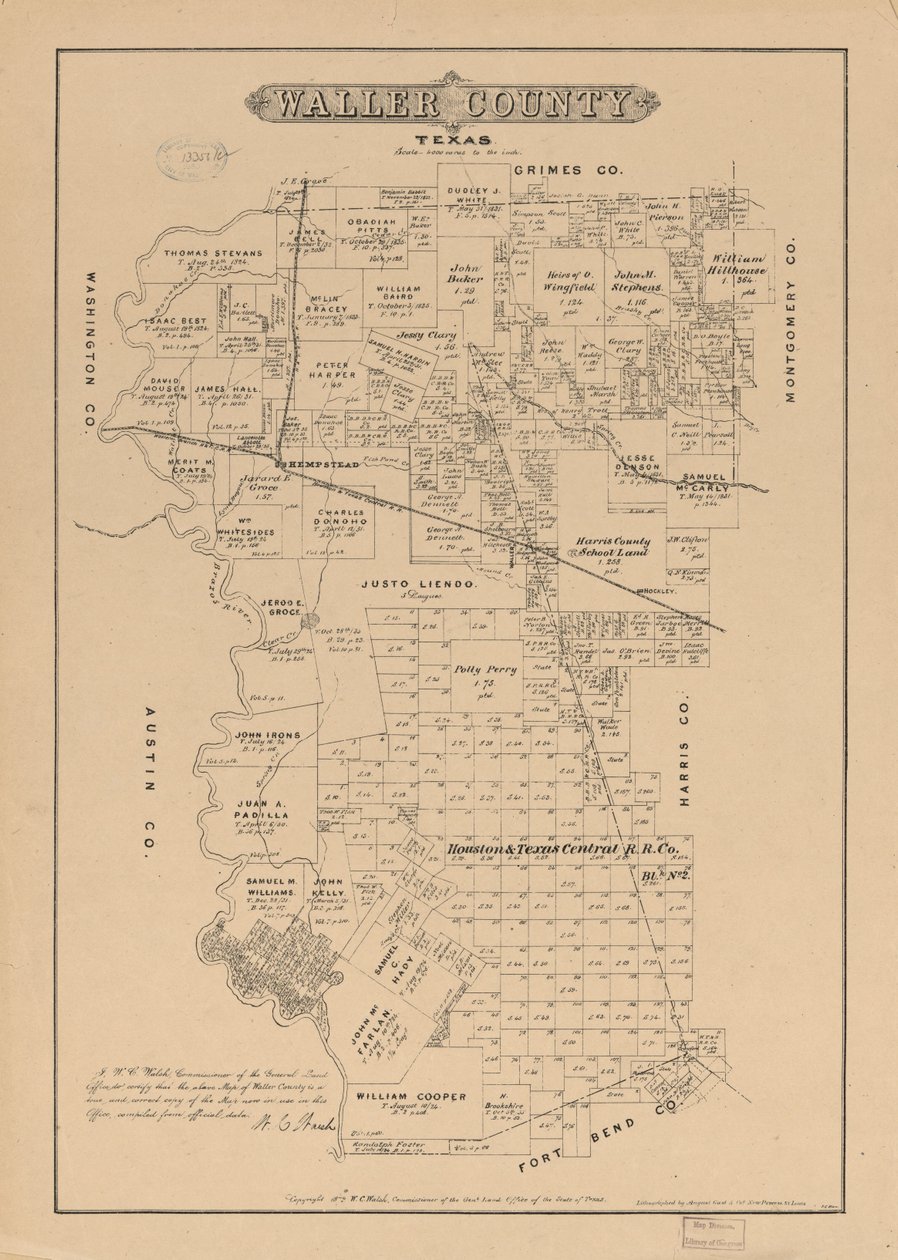 Condado de Waller, Texas de W. C. Texas. General Land Office; Walsh