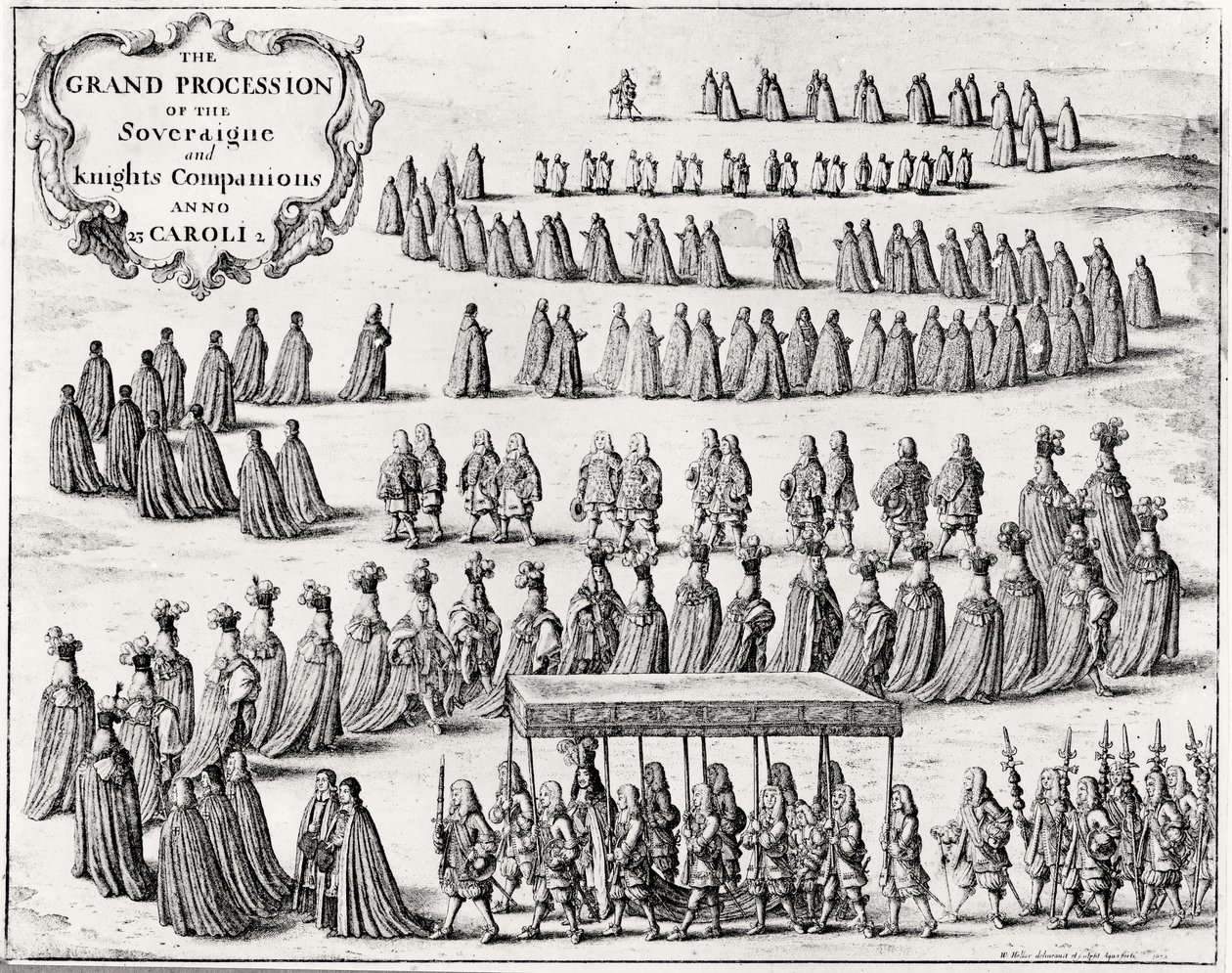 La gran procesión del soberano y los caballeros compañeros, 1672 de W Hollan