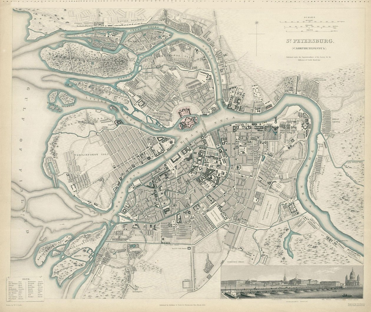Mapa de Petersburgo, 1834 de W.B. Clarke
