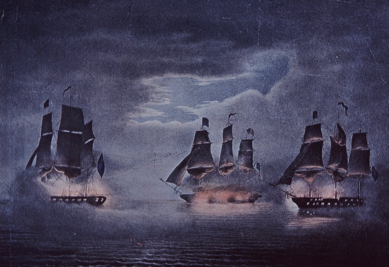 USS Constitution (litografía en color) de John Ward Dunsmore