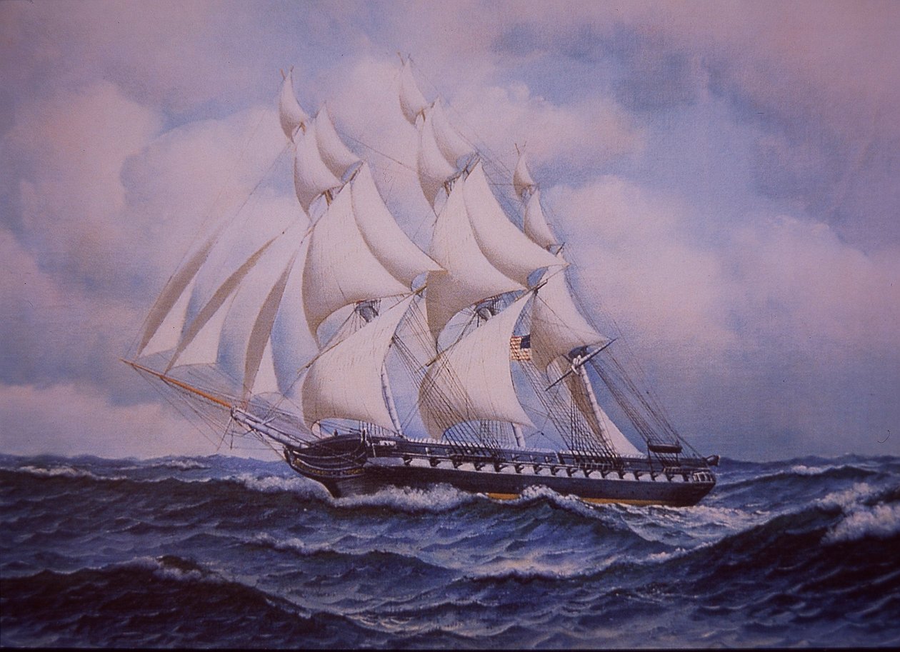 USS Constitution (litografía en color) de John Ward Dunsmore