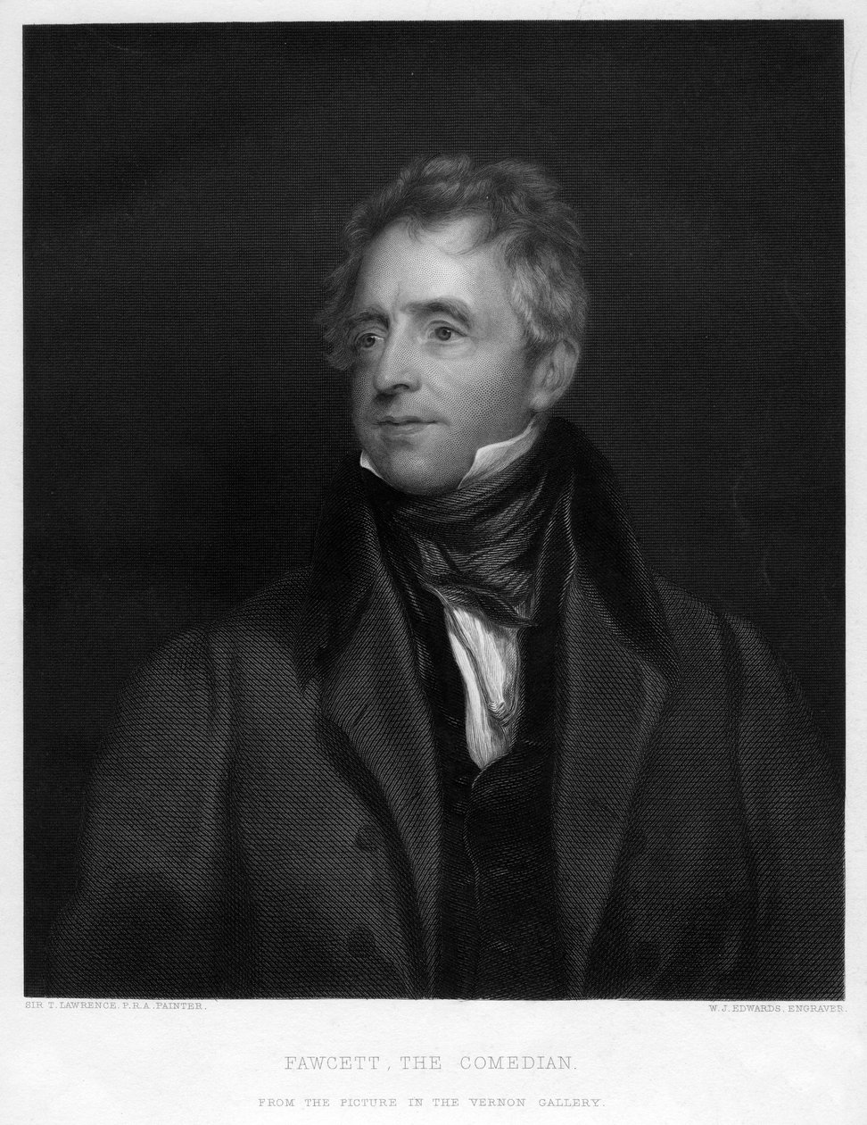 Fawcett, el Comediante, 1828 siglo XIX de W. J. Edwards