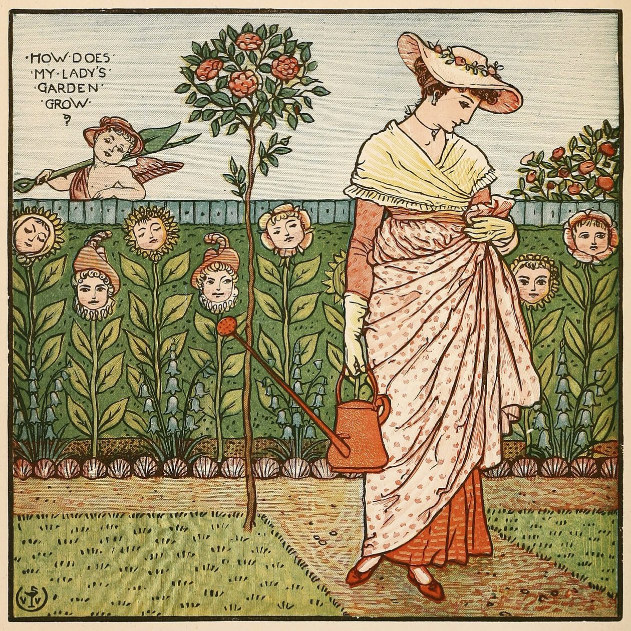 Cómo crece el jardín de mi dama, del libro de pintura de Walter Crane, pub. 1889 de Walter Crane