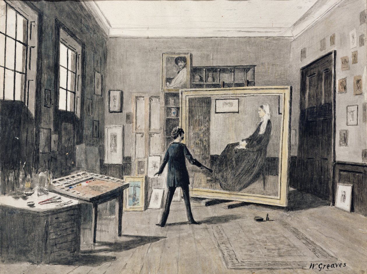 Whistler pintando en su estudio de Walter Greaves