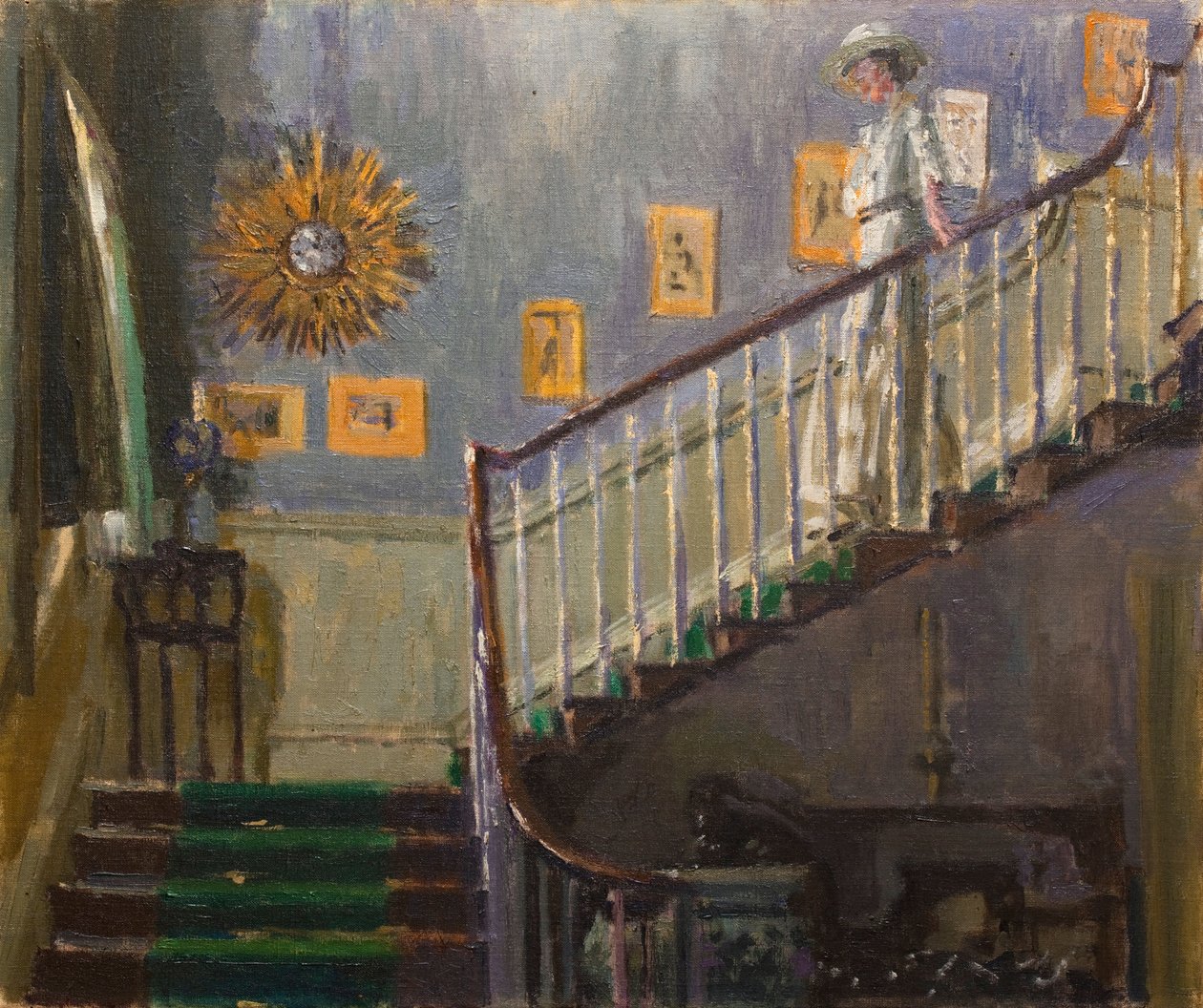 Ethel Sands bajando las escaleras en Newington de Walter Richard Sickert