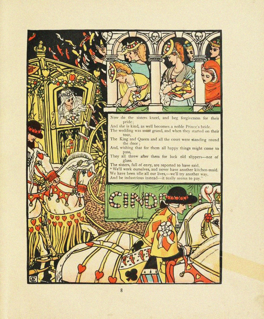 Ilustración para el cuento de hadas Cenicienta de Walter Crane
