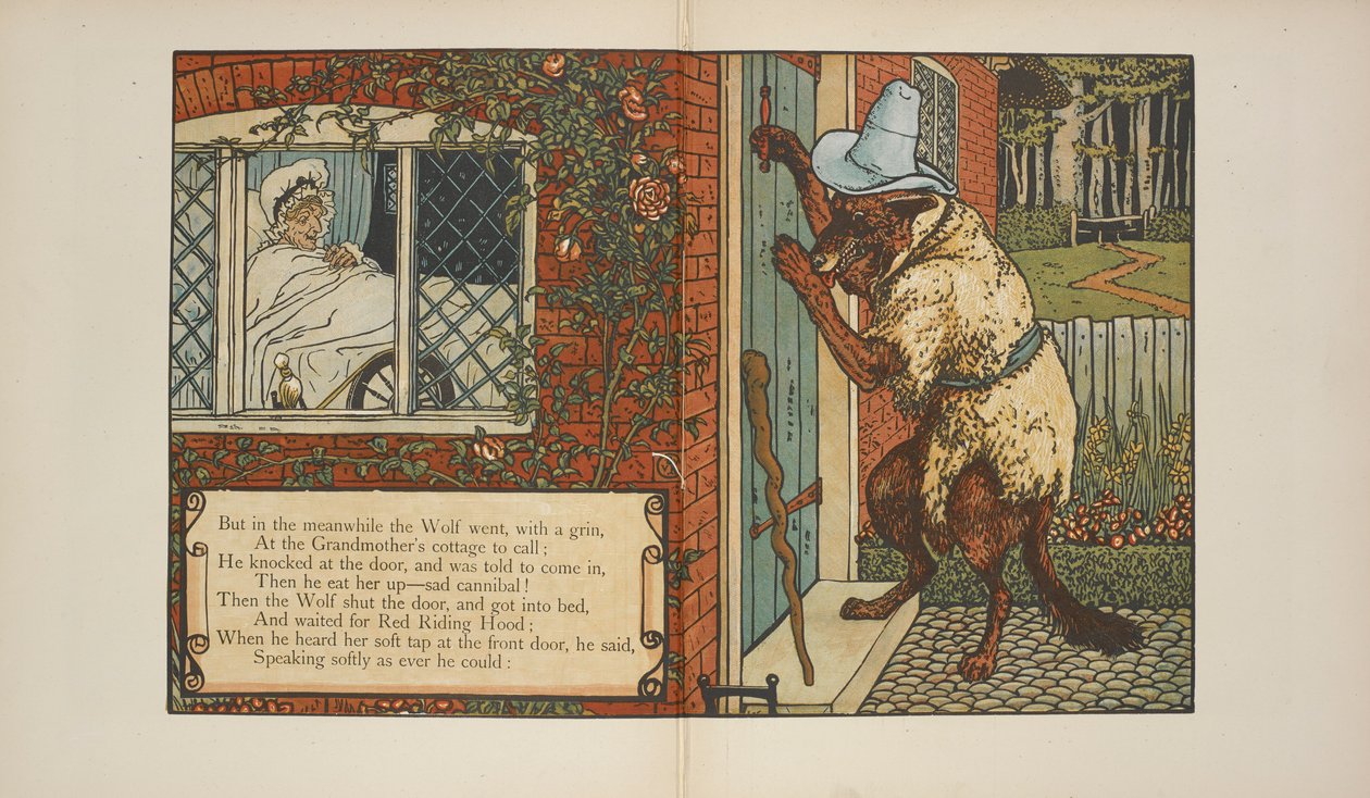 Ilustración de "Caperucita Roja". de Walter Crane