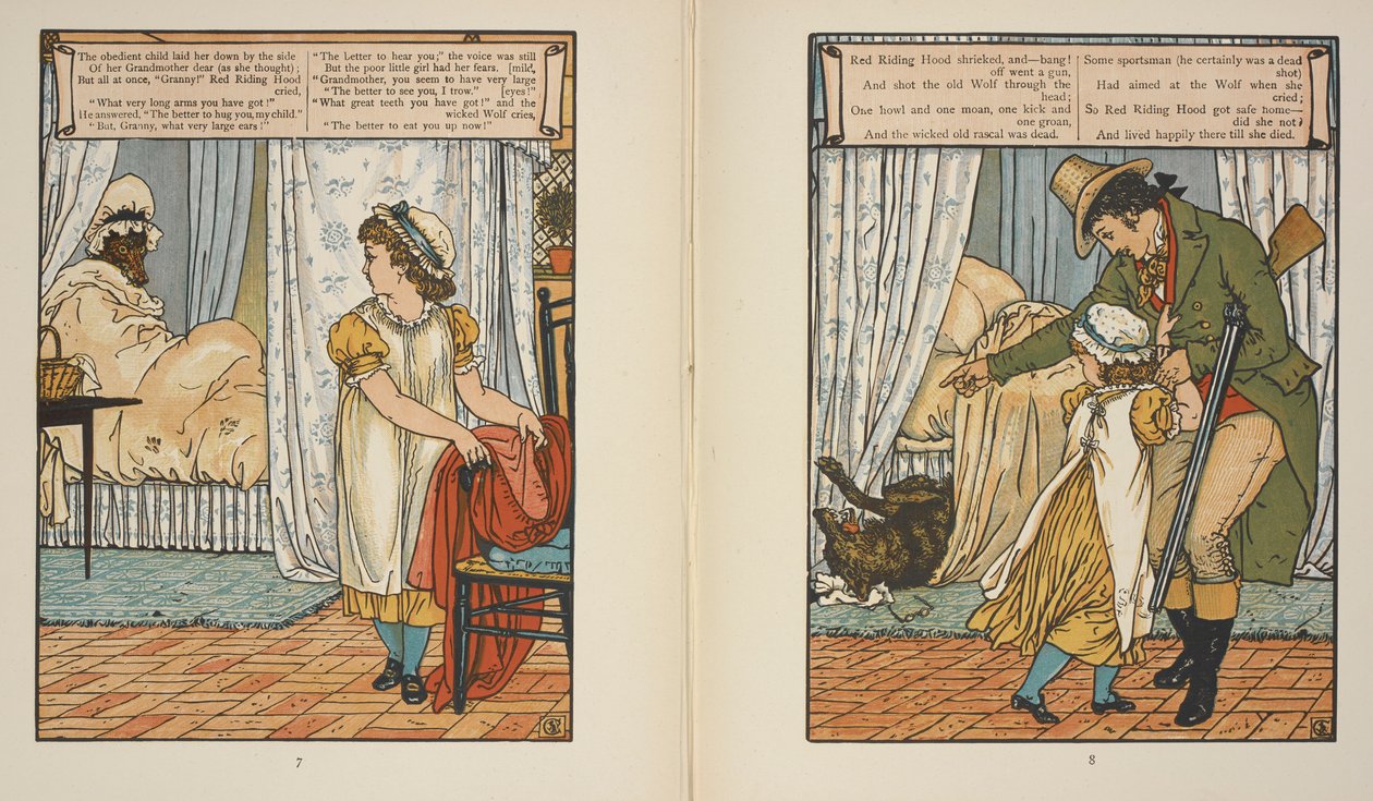 Ilustraciones para "Caperucita Roja". de Walter Crane