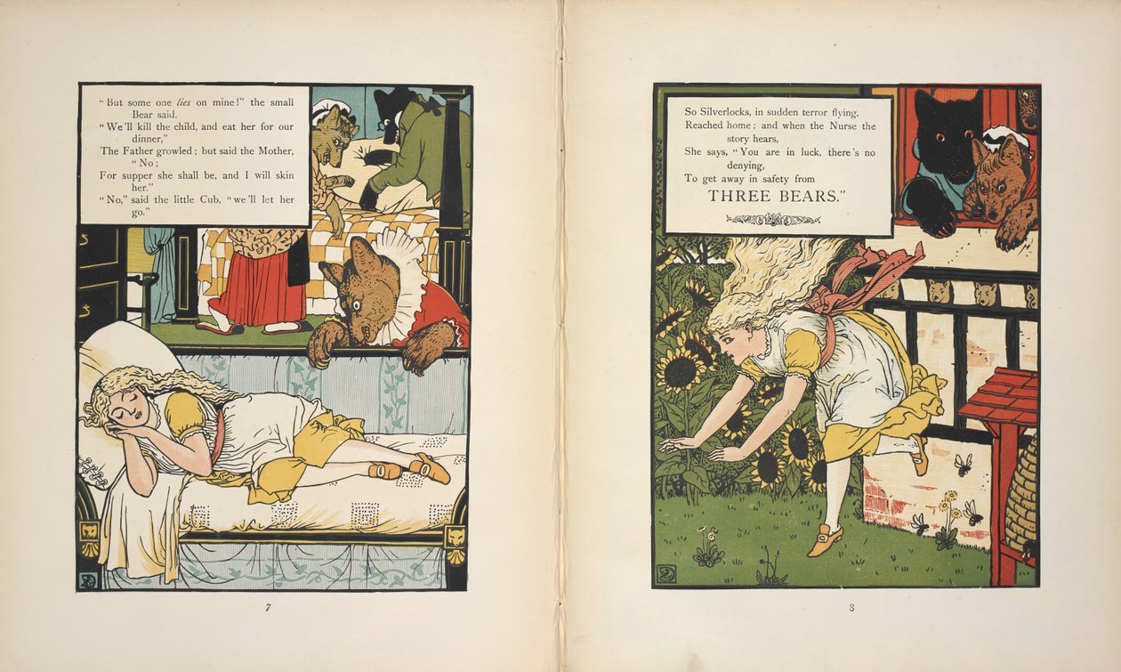 Silverlocks en peligro por los Tres Osos. de Walter Crane