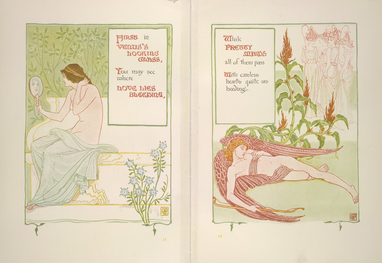 El espejo de Venus y las doncellas de Walter Crane