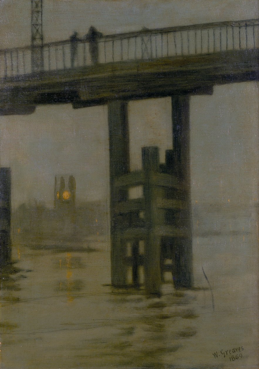 Puente de Battersea - Luz de Luna Nebulosa, finales de 1870 de Walter Greaves