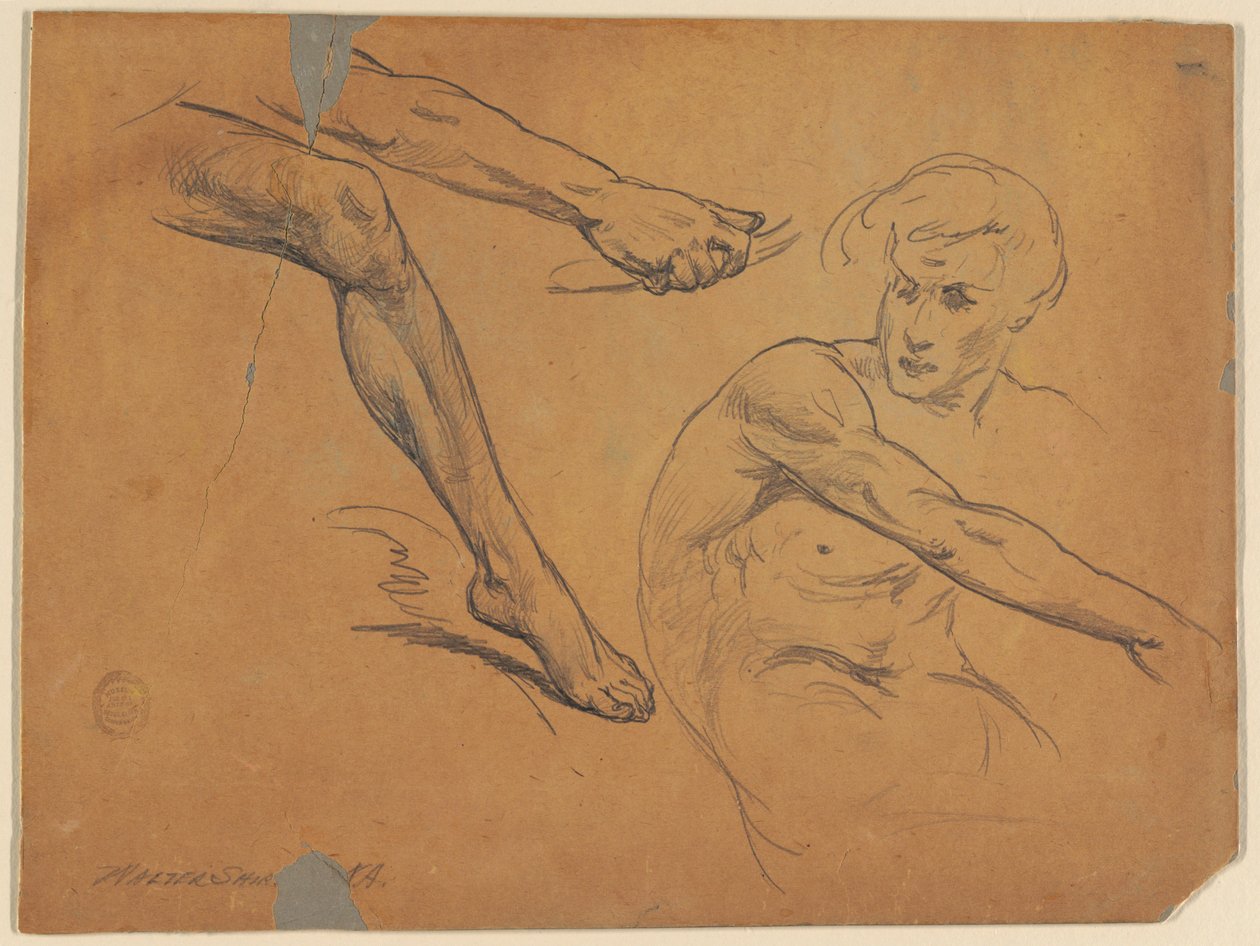 Estudios de un desnudo sentado de Walter Shirlaw