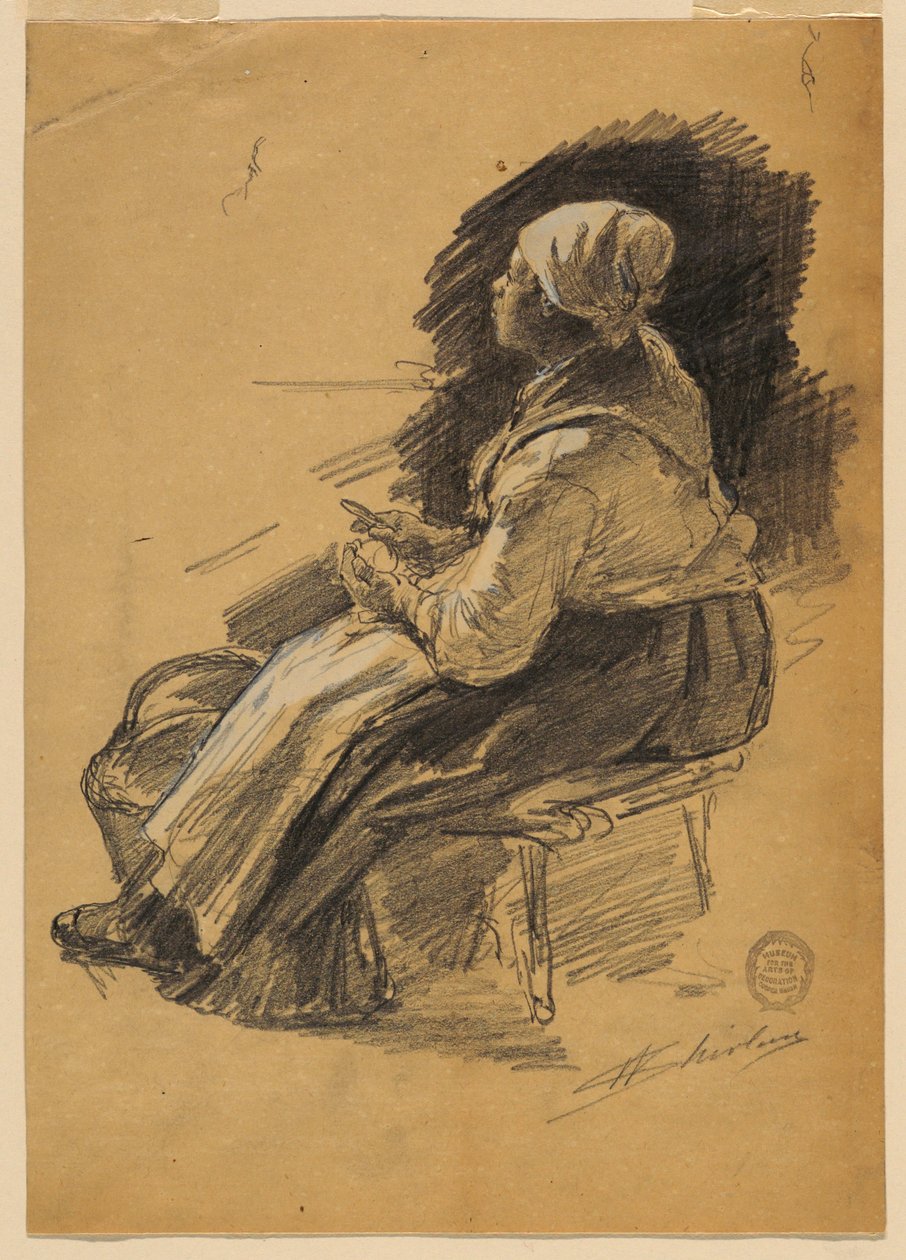 Estudio de mujer pelando patatas de Walter Shirlaw