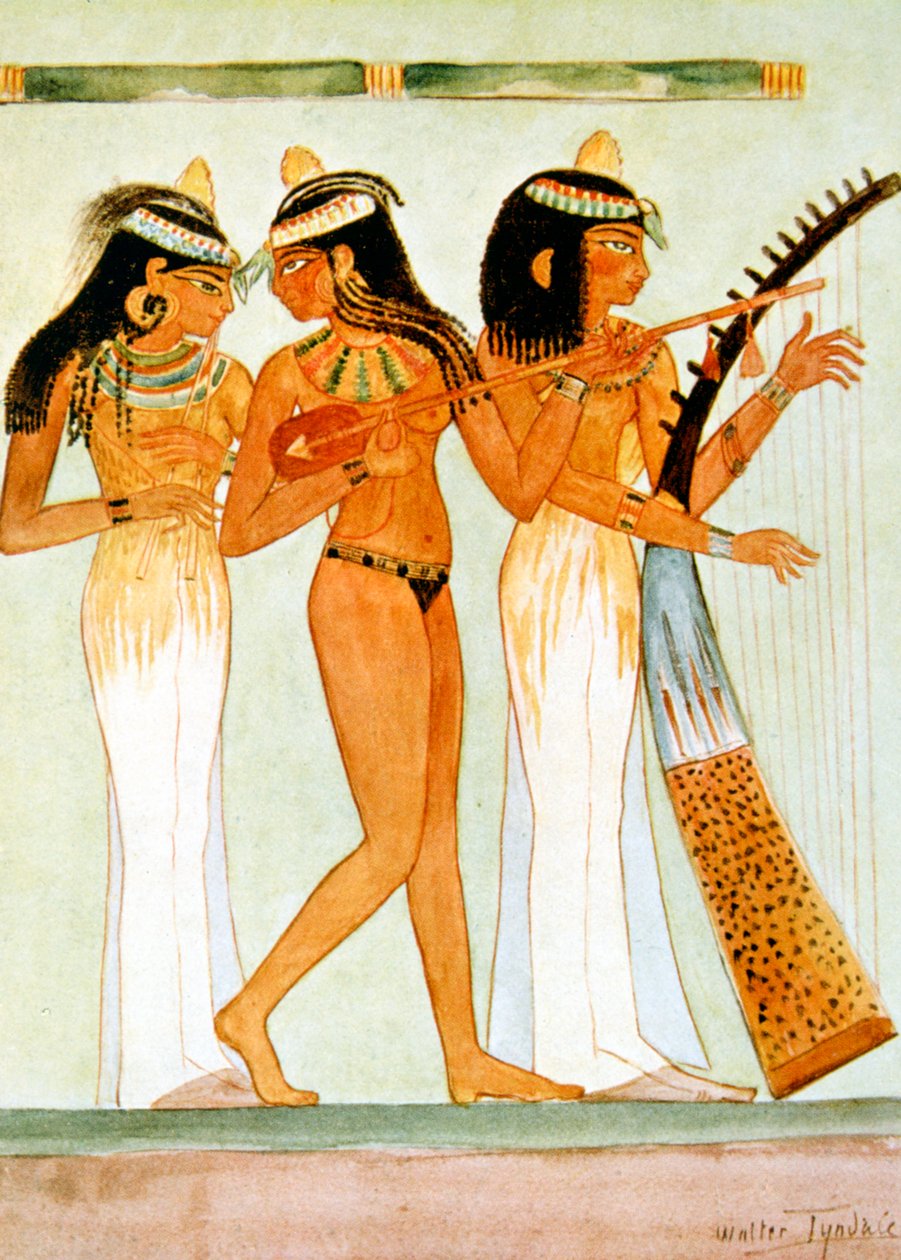 Músicos egipcios antiguos y una bailarina, 1910 de Walter Tyndale