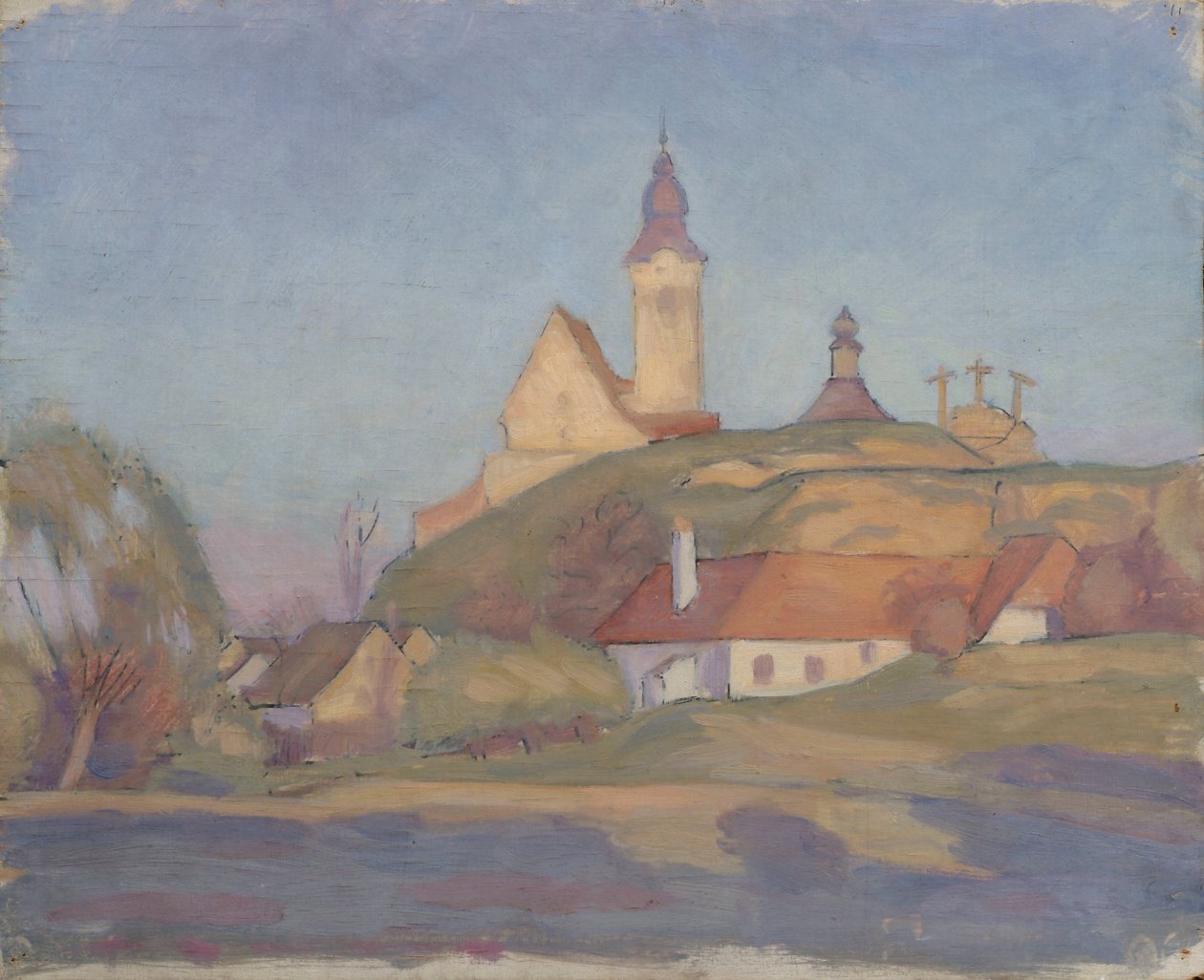 paisaje con iglesia de Walther Gamerith