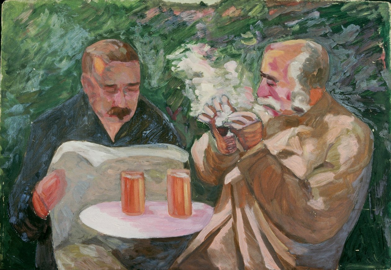 Hombres en el jardín de la taberna de Walther Gamerith