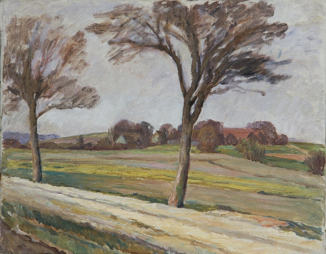 Camino con árboles y granja. de Walther Gamerith