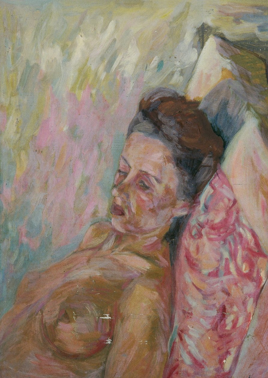Desnudo femenino sobre almohada de Walther Gamerith