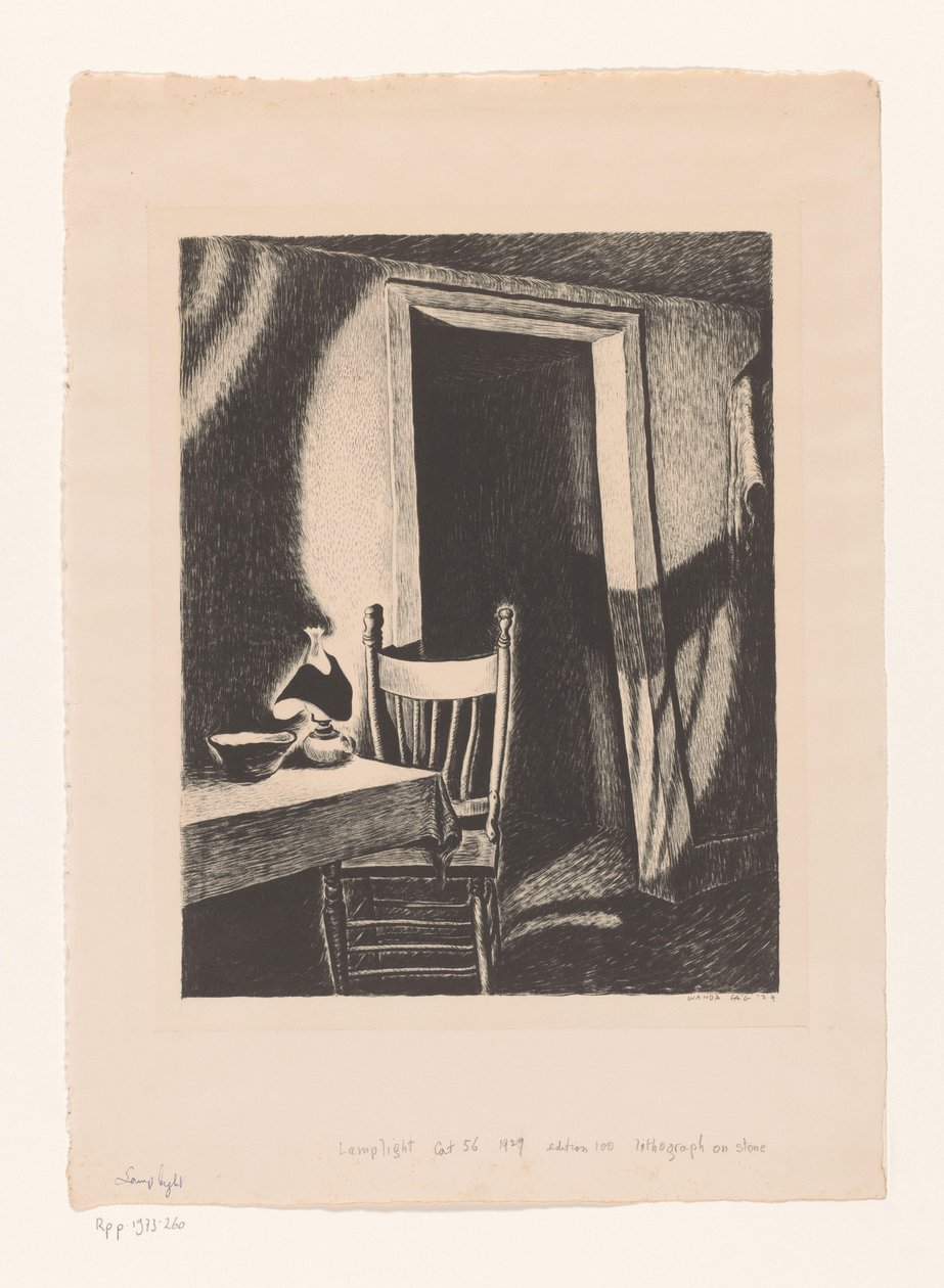 Interior a la luz de las lámparas de Wanda Gág (signed by artist)