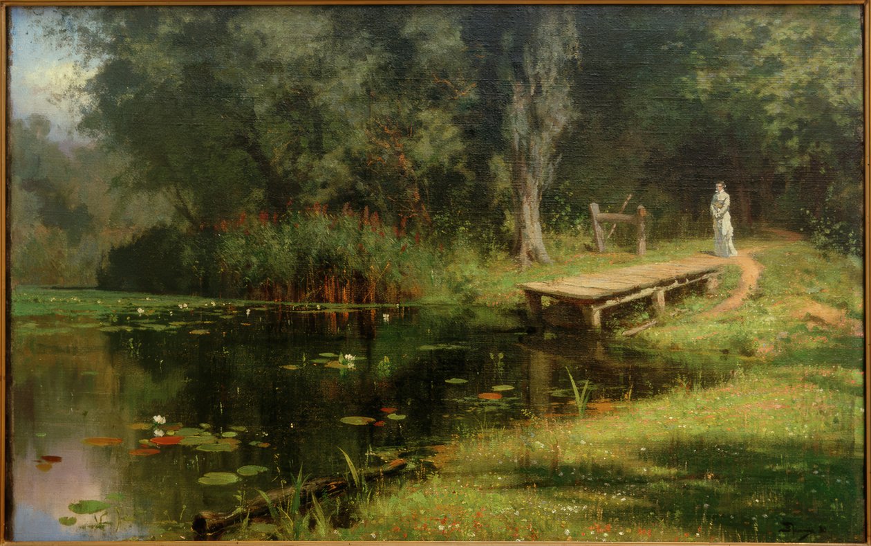 Estanque cubierto de vegetación de Vasilij Dmitrievich Polenov