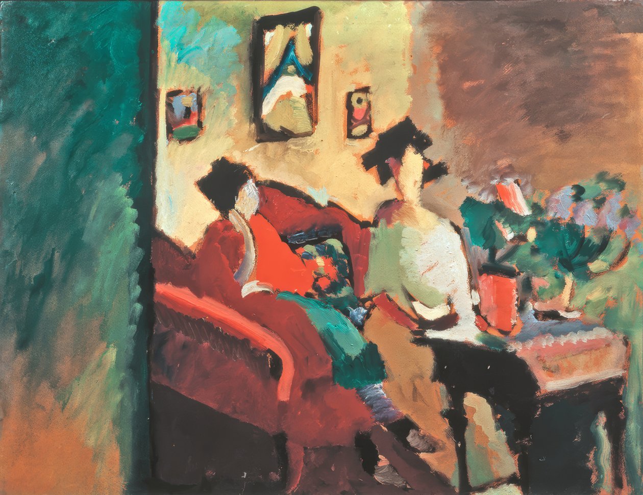 Interior (Con Gabriele Münter y Marianne von Werefkin) de Wassily Kandinsky