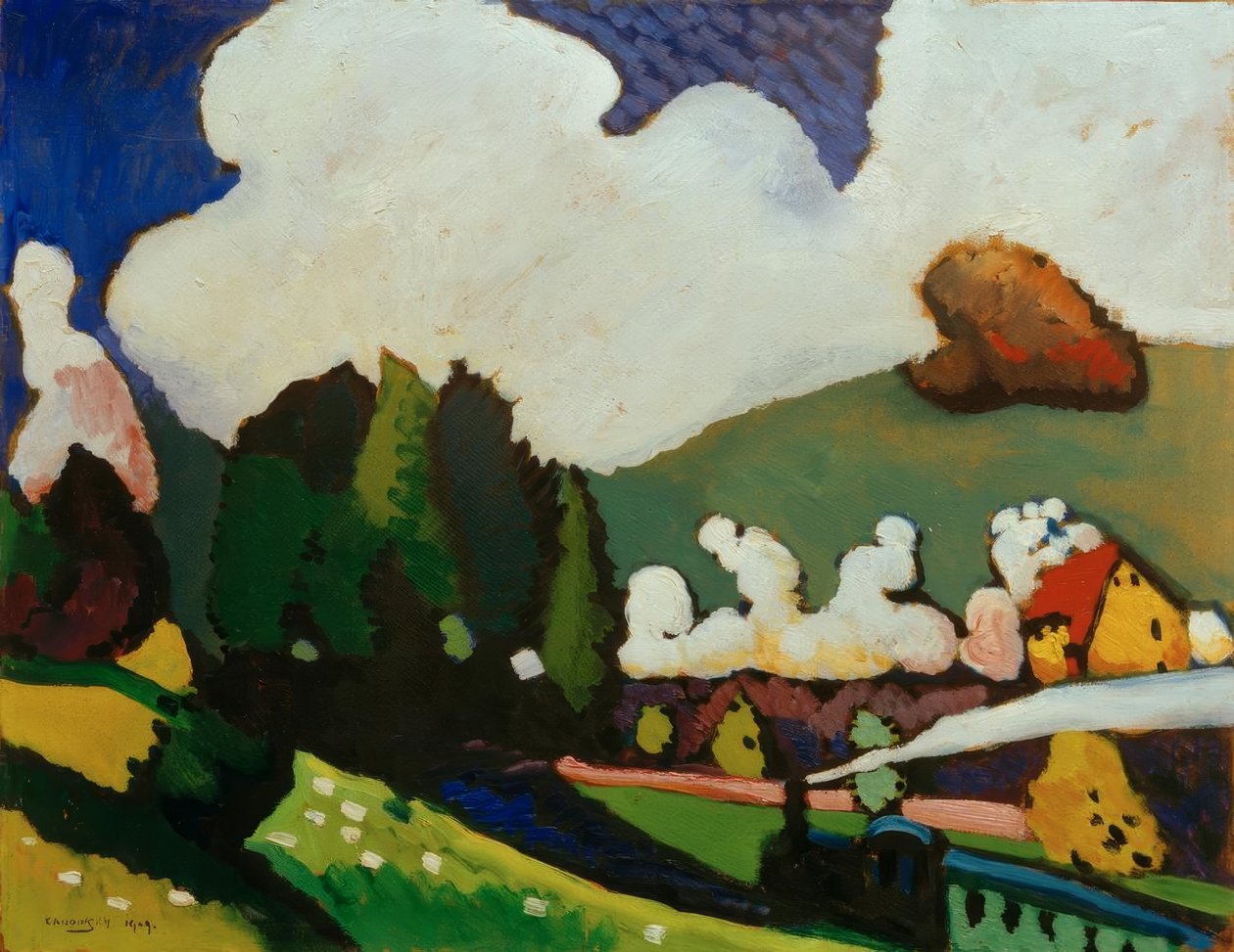 Paisaje en Murnau con locomotora de Wassily Kandinsky