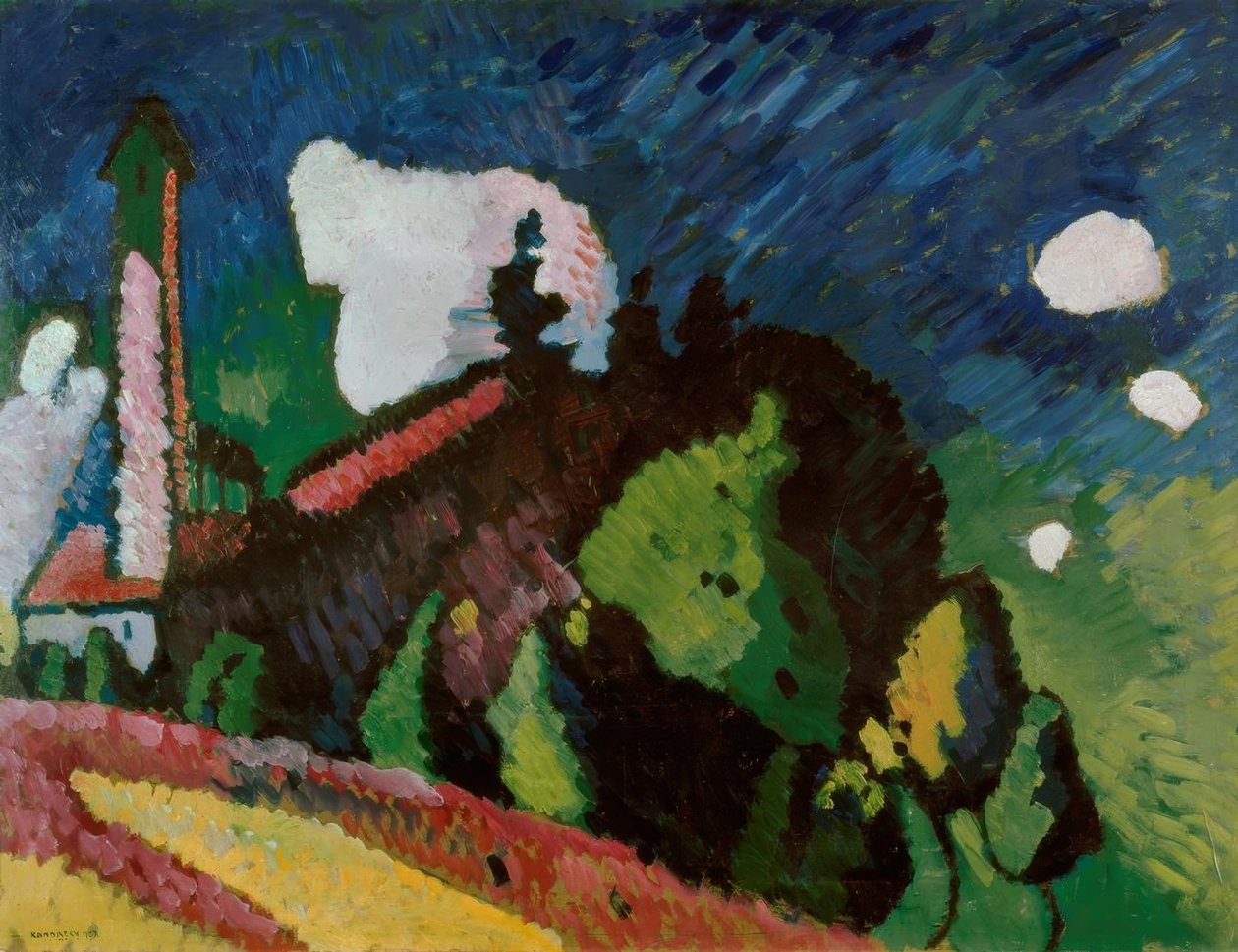 Paisaje con torre de Wassily Kandinsky