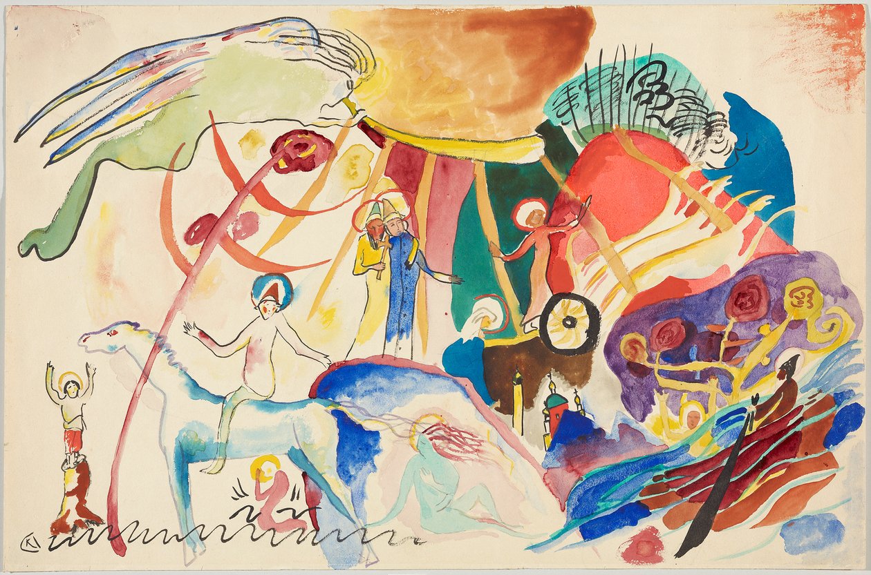 Borrador de "Todos los Santos II (Composición con Santos)" de Wassily Kandinsky